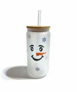 Snowman's Face Frosted Glass Tumbler