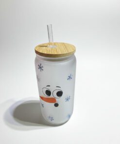 Snowman's Face Frosted Glass Tumbler